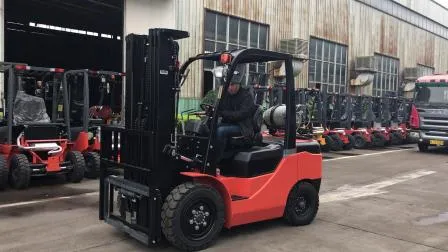 Chariot élévateur à fourche à gaz GPL 2,5 t 2 500 kg 2,5 tonnes Chariot élévateur à fourche à double carburant GPL/essence